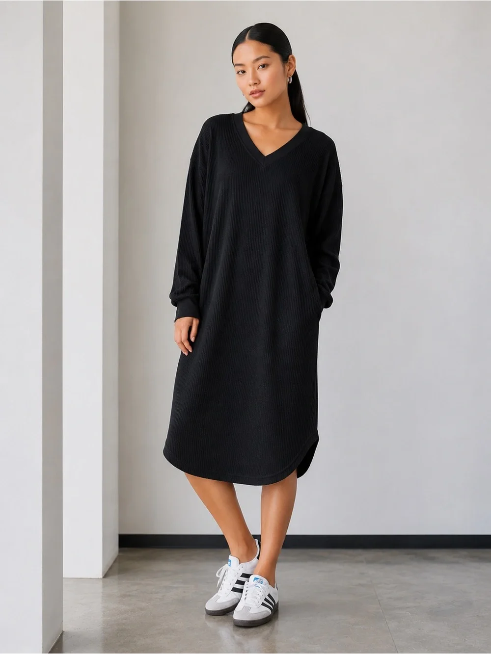stone knit dress THE KNITTED LONG SLEEVE DRESS